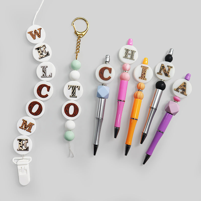 Wholesale 10PCS English Letter Beads Silicone Beads